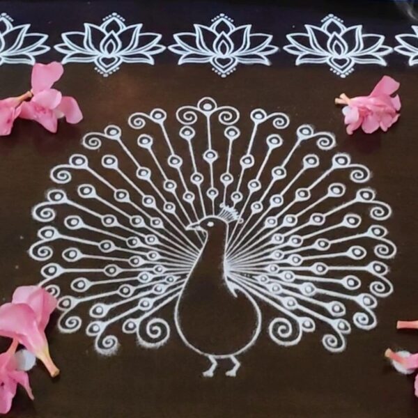 Peacock Rangoli Stencil Wooden