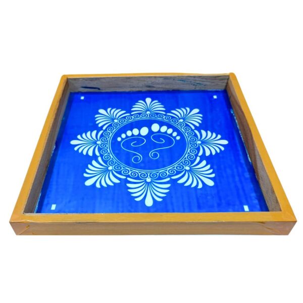 Lakshmi Padam with Flower Rangoli Stencil Wooden